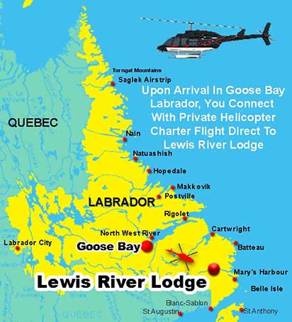 Lewis River Lodge location map in Labrador