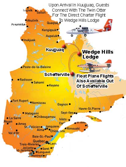 Map of Wedge Hills Lodge, Northern Quebec